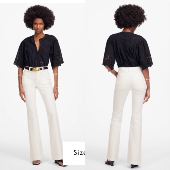 Madewell Flea Market Flare Jeans Pure White Mid Rise Size 25 NWT - Picture 1 of 13